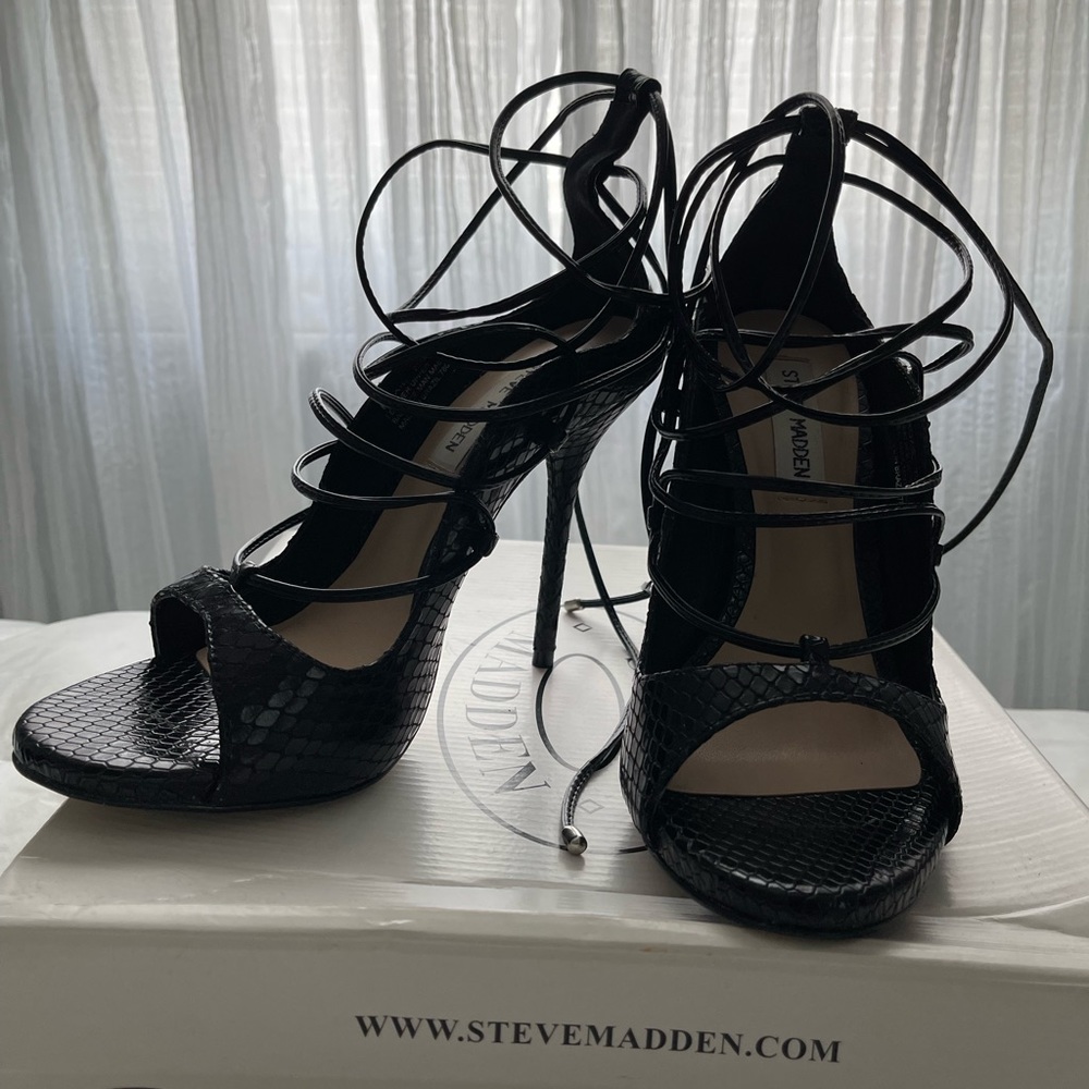 Strappy heel.